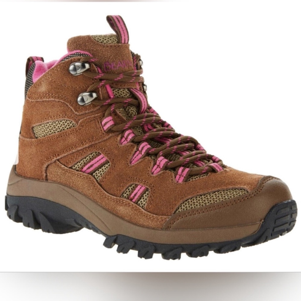 NWT BearPaw Women's Ridgewood Mid Hiker Boots - Brown (Cocoa) and Pink